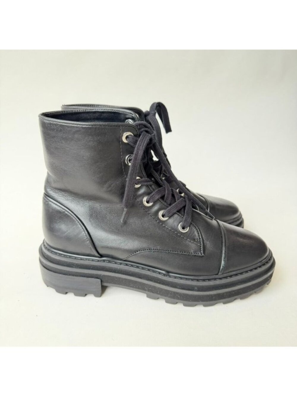 Schutz Maylova Block Heel Platform Combat Boots Black Women's 8B